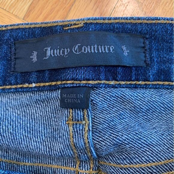 Juicy Couture Distressed Rhinestone Skinny Jeans Blue Size 29 - Picture 10 of 14